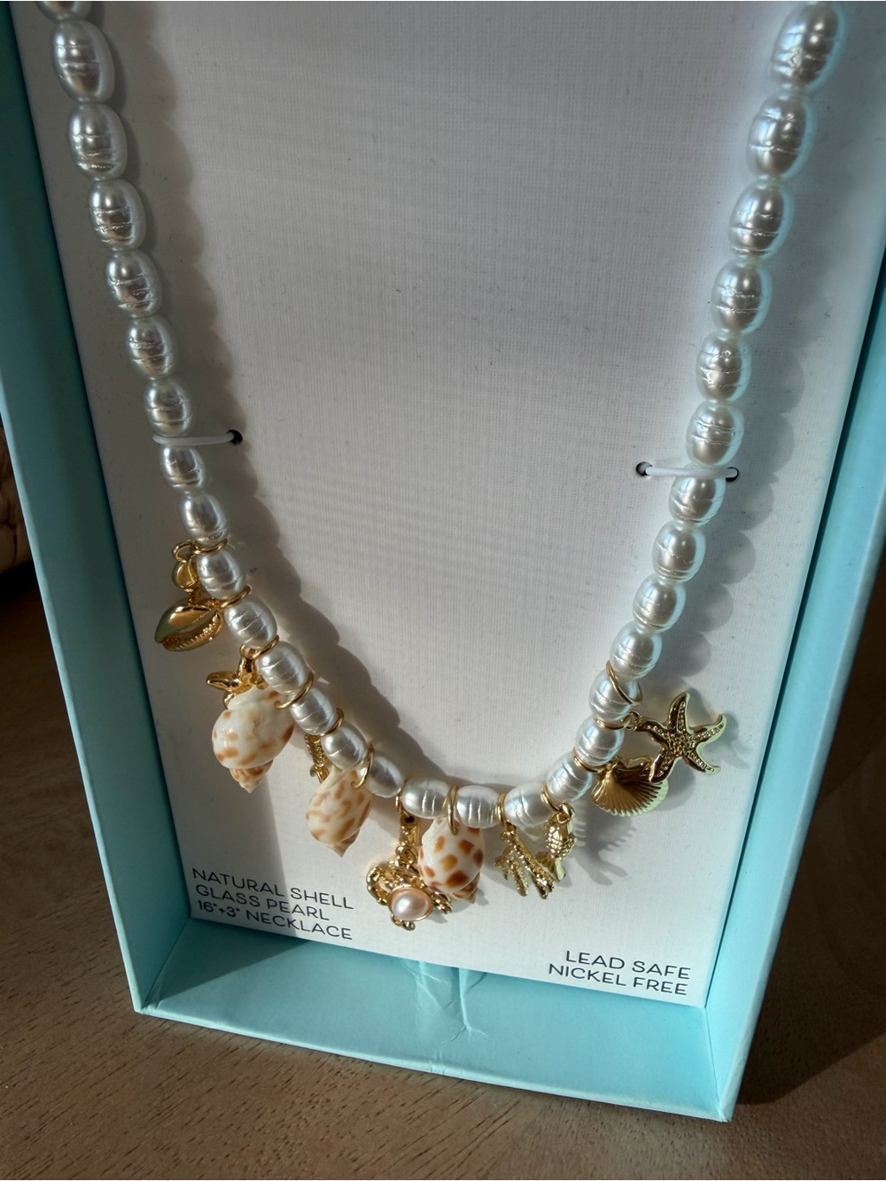 Piper·k Pearl Shell Charm Necklace in White and Gold - Picture 6 of 13